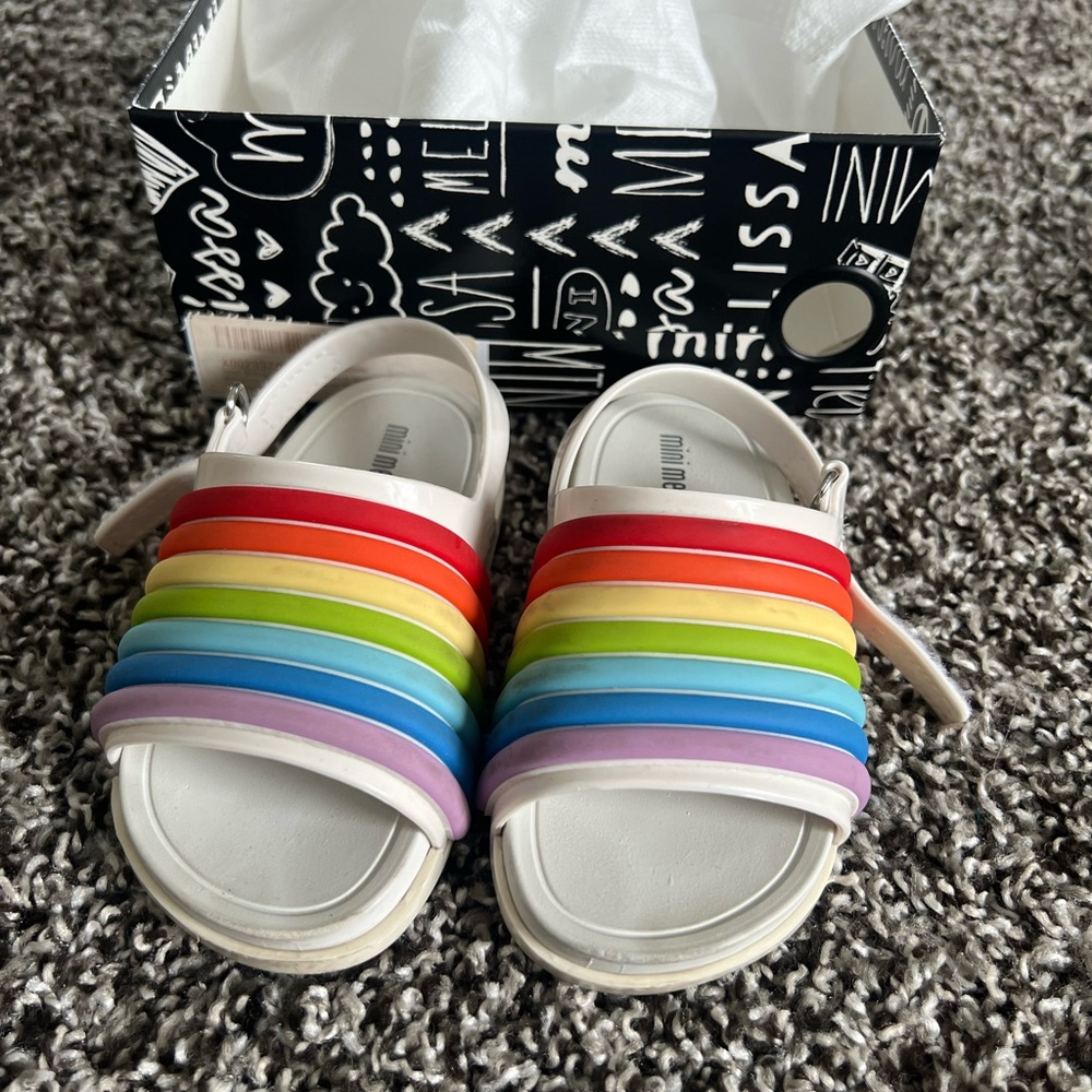 Mini Melissa Kids Rainbow Sandals sz 7 toddler